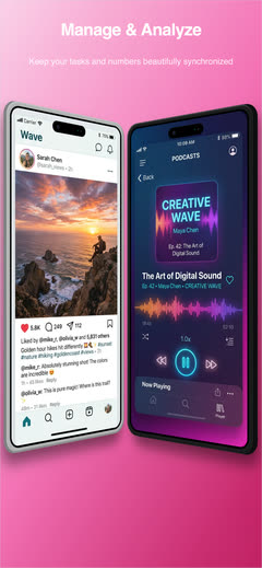 Double Split App Store screenshot template with two app screens paired side by side.