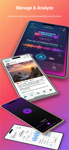 Falling Perspective App Store screenshot template with cascading tilted device mockups.