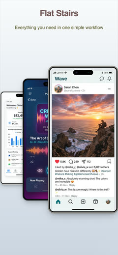 Flat Showcase App Store screenshot template with one app screen centred beneath a headline.