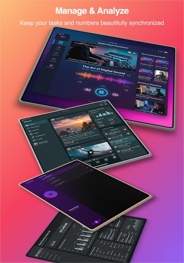 Falling Perspective iPad screenshot template with cascading tilted iPad mockups.