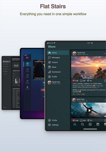 Flat Showcase iPad screenshot template with one iPad screen centred beneath a headline.