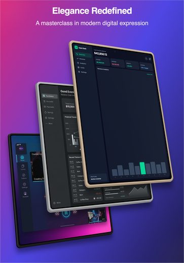 Isometric Trio iPad screenshot template with three iPad mockups angled in 3D.